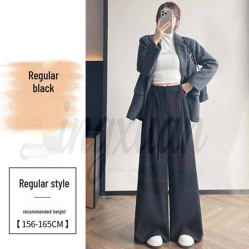 

2026 Fall/Winter Women s High Waist Wide-Leg Velvet Wool Pants S