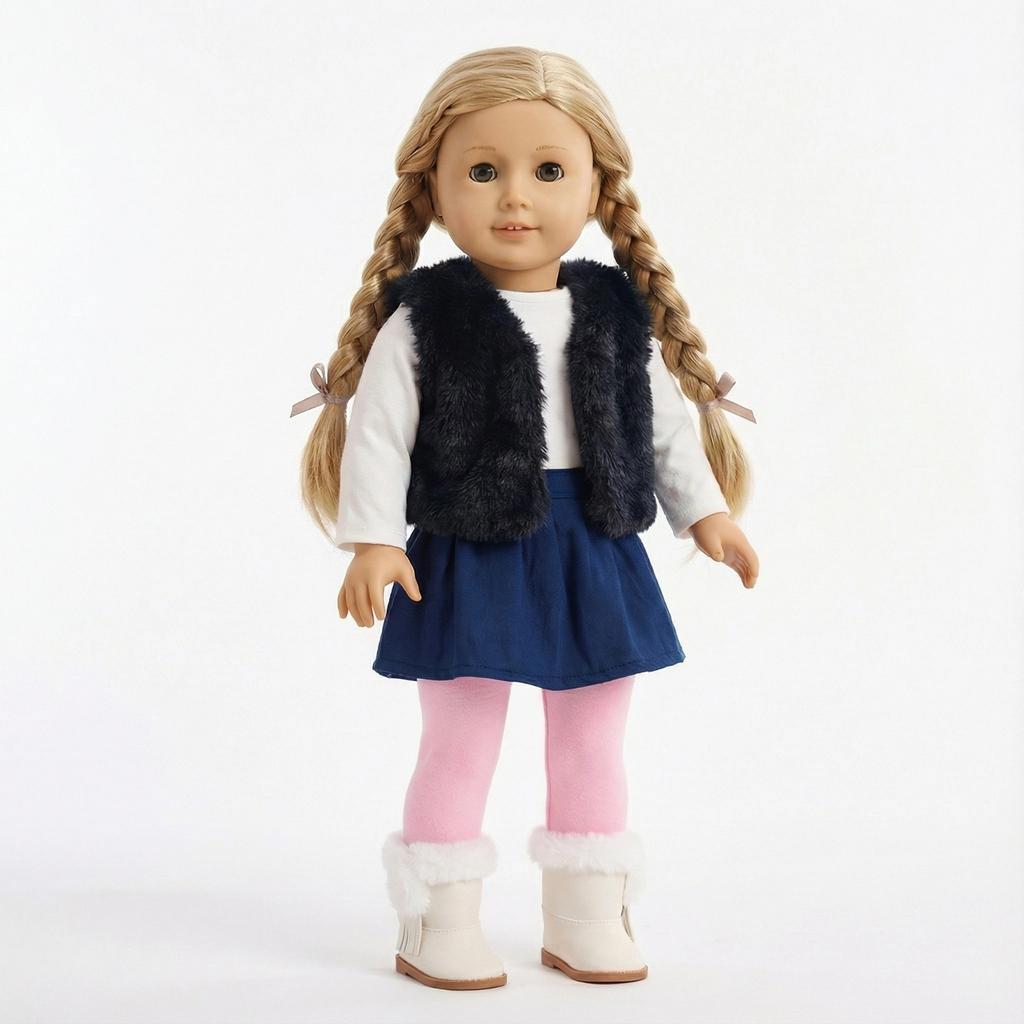 4Pcs Doll Clothes Skirts Vests Boots,Cute Daily Autumn/Winter Set For 43CM Baby Doll&18Inch American Doll Accessories,Girl Toys