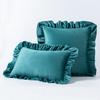 Ruffled Edge Minimalist Solid Color Velvet Pillow Cover For Home Decor Sofa Bed Throw Cushion Window Seat Lumbar Support Pillow Case