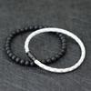 Noter 2Pcs Men Bracelet Set 4mm Genuine Leather Braclet Homme 6mm Black Onyx Stone Beaded Braslet Paired Matching Brazalete Gift