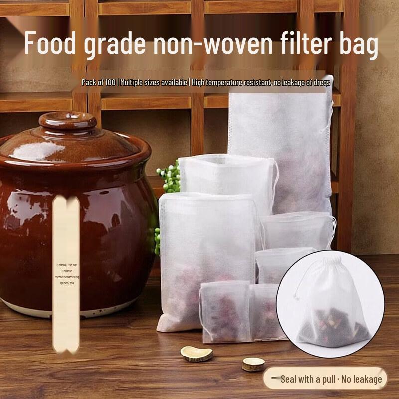 Disposable Non-Woven Drawstring Tea Bags & Herb Filter Pouches