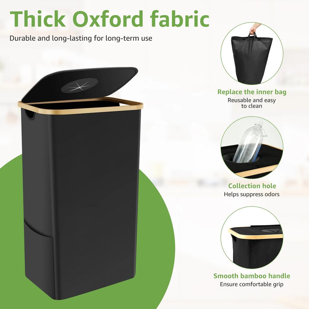 105L Trash Can Kitchen Household Recycling Bin Foldable Oxford Cloth Large Capacity Collecting Bottle Portable Recycling