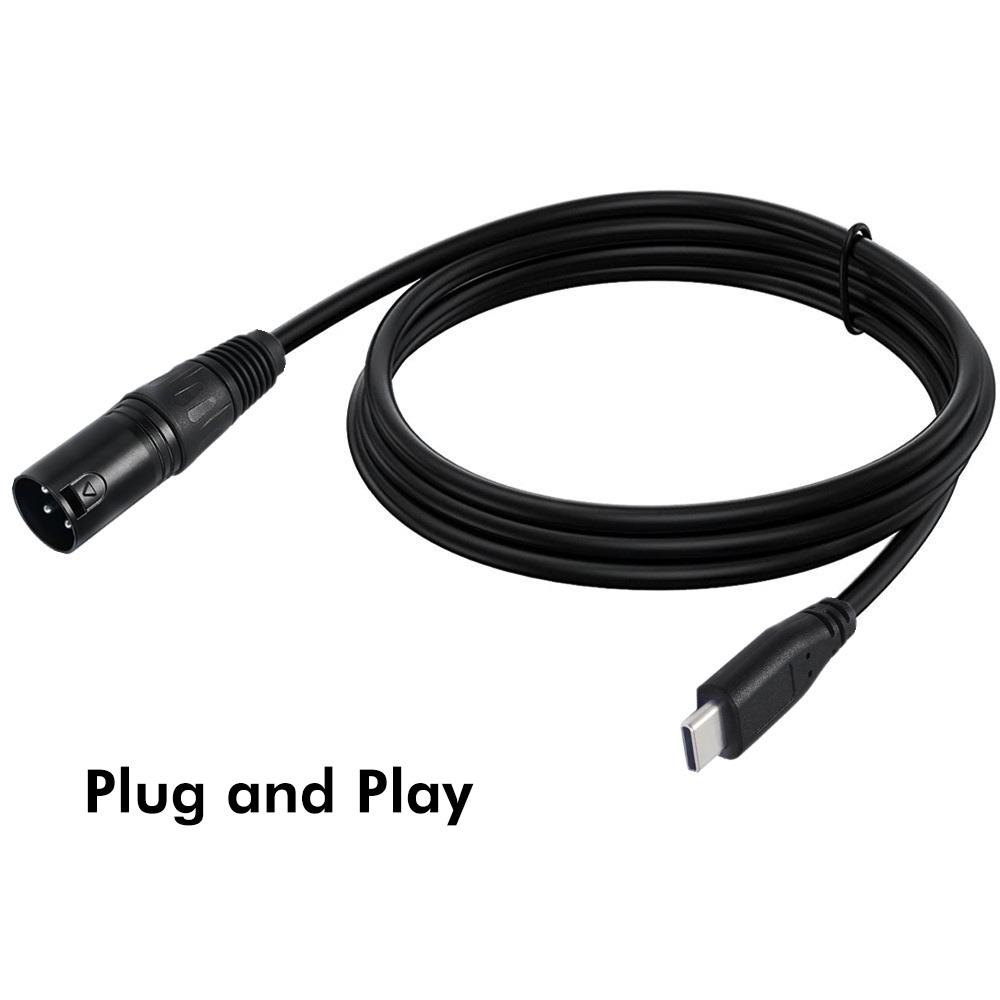 JUNSUNMAY 1m Type-C Male to Female XLR Microphone Audio Cable Adapter for Mobile Phone/Tablet/Laptop