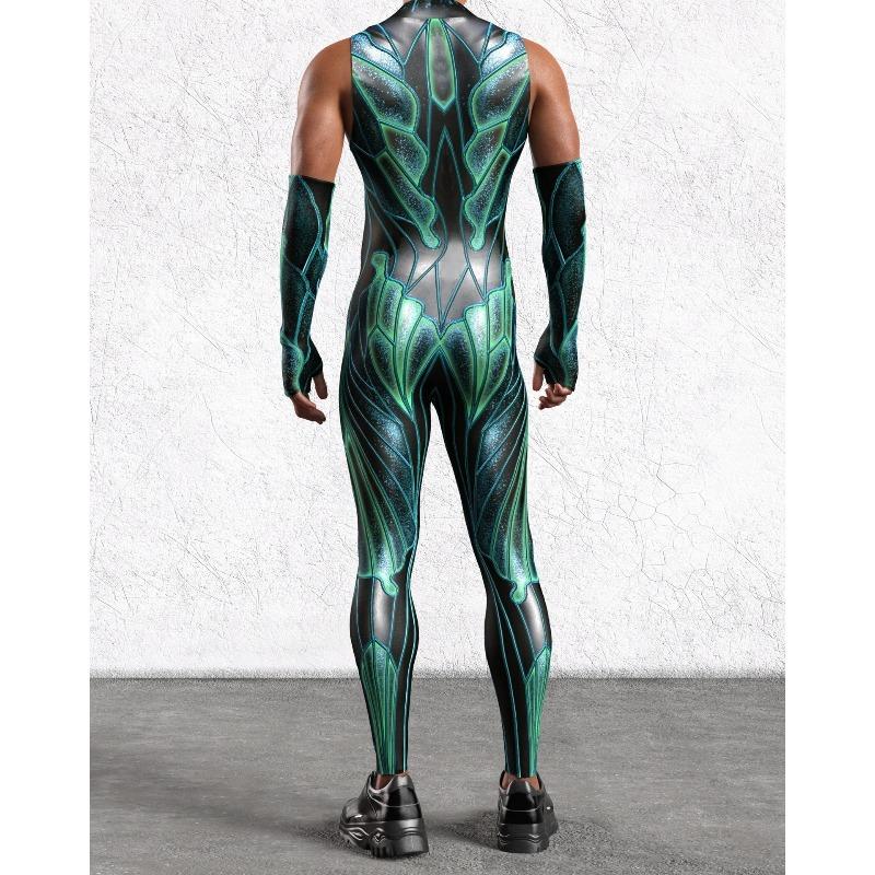 Unisex Cyber Punk 3D Digital Printing Halloween Party Role Play Outfit Women Men Cosplay Costume Carnival Jumpsuit