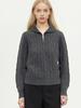 2025 Puyuan Autumn/Winter Wool Cable Knit Stand Collar Zip-Up Sweater for Women - Soft Texture