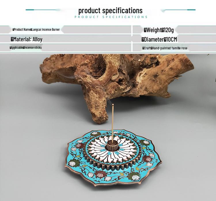 Ying Xiang Yuan Cloisonné Hand-painted Lotus Incense Holder - Creative Home Ornament for Agarwood & Sandalwood Sticks