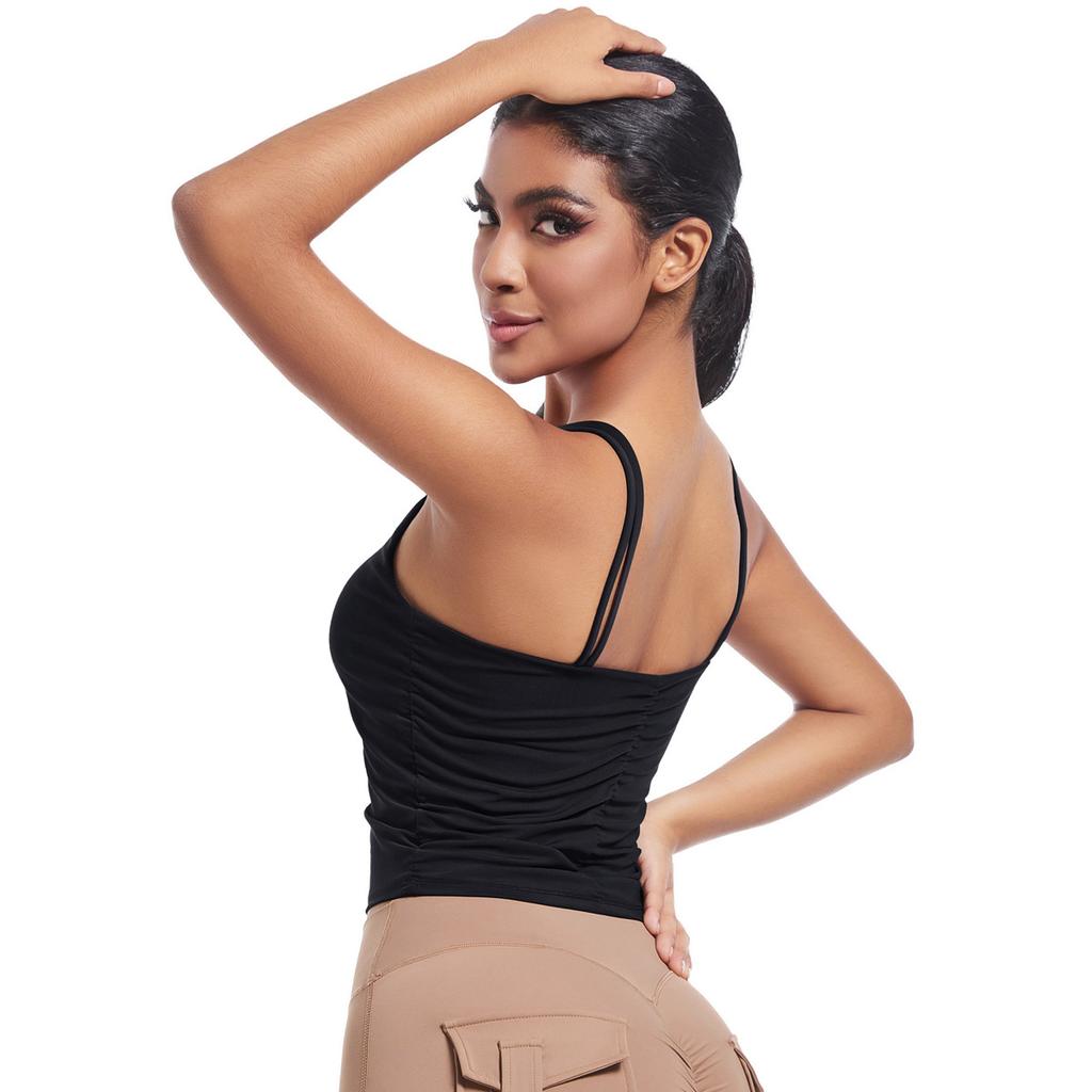 New Yoga Camisole, Beautiful Back, Sports Running, Fitness, Breathable Pleated Vest, Quick Drying Fitness Suit, Slim Fit Top For Women