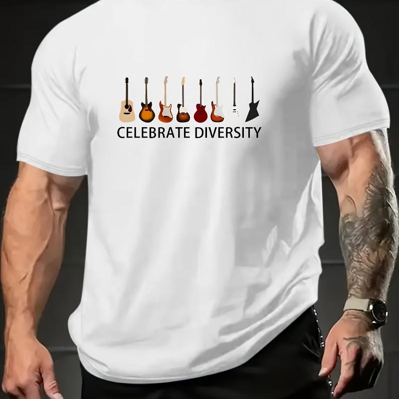 

Guitar Collection Print T-Shirt,Lightweight T-Shirt Breathable Cool, Comfortable Wear XXL белый