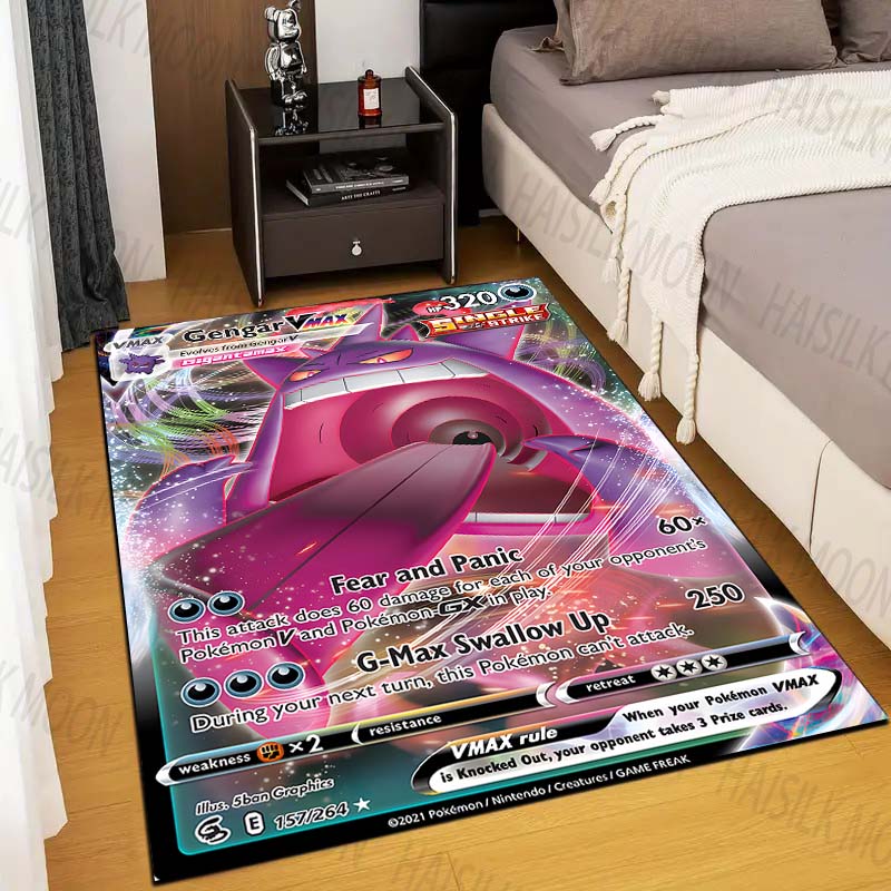 1PC Gengar Pokémon Cards Print Rug Carpet for Living Room Children Bedroom Mat Sofa Doormat Floor Rug Home Decor Anti Slip Mat