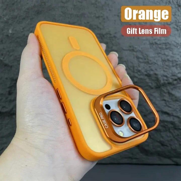 

Металлический магнитный чехол с откидным кронштейном для iPhone 15 14 ProMax 13 11 12 Pro Max 15 Pro противоударный чехол Magsafe с пленкой для объектива For iPhone 15 ProMax