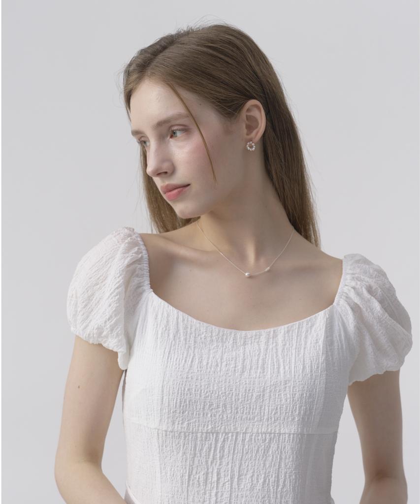 Iel Chloe Puff Sleeve Seersucker Midi Dress