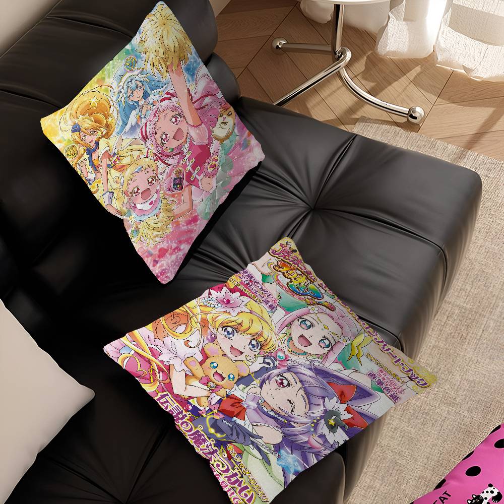 Precure Anime Pillow Covers Cartoon Sofa Decorative Home Double-sided Printing Short Plush Cute Cushion Cover