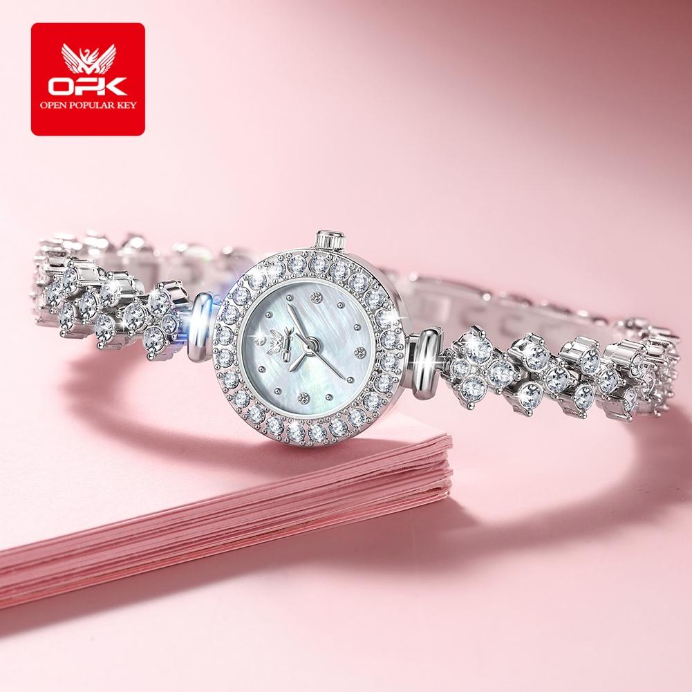 OPK 6057 Full Diamond Quartz Watches for Women Luxury Elegant Fashion Bracelet Wristwatch Original Waterproof Ladies Dress Watch