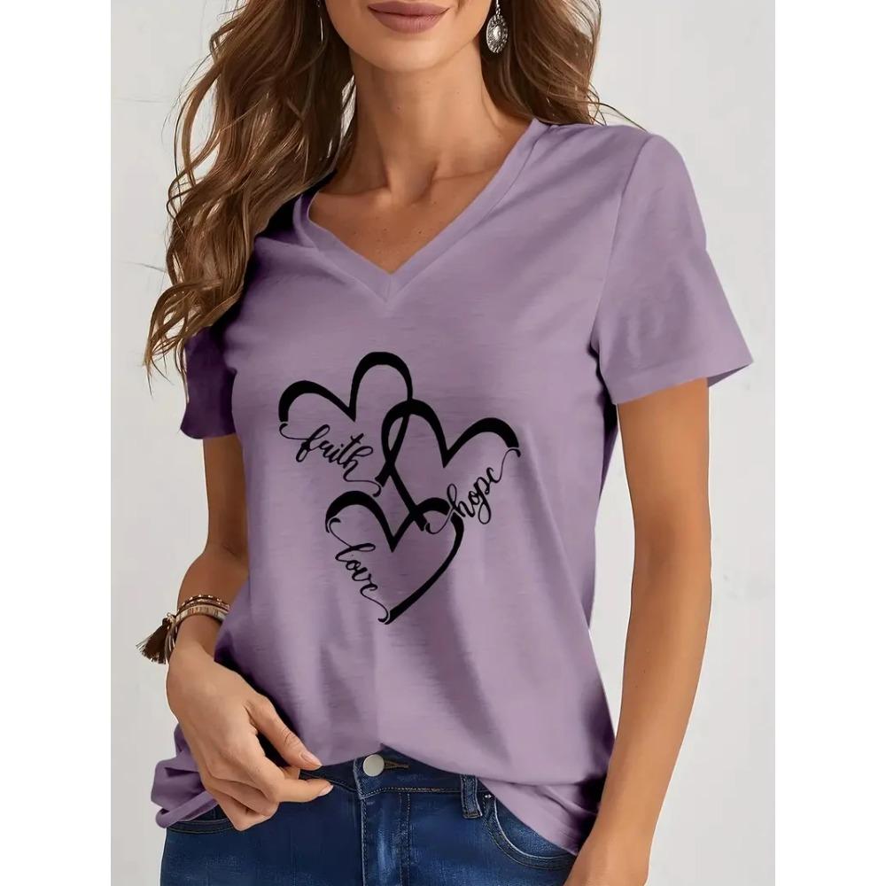 

Забавная 3D футболка с принтом «Любовь» для женщин, модные топы с V-образным вырезом и коротким рукавом, летняя горячая распродажа женской одежды, уличные трендовые свободные футболки XL