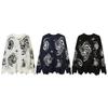 Winter Retro Abstract Loose Knit Pullover Sweater