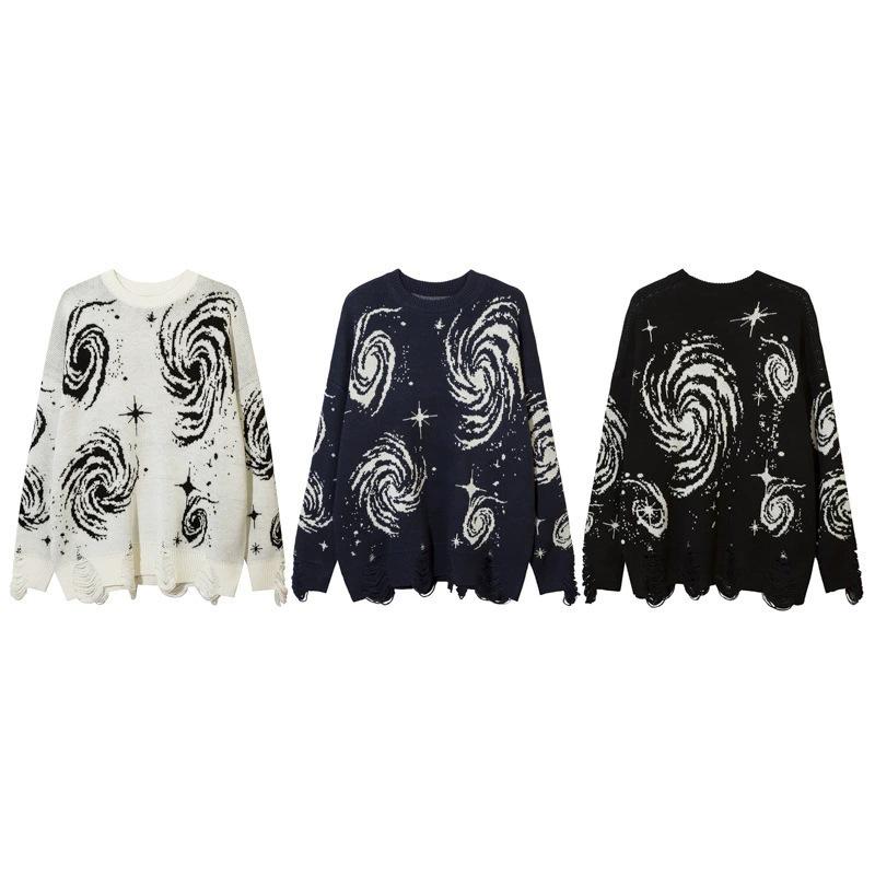 Winter Retro Abstract Loose Knit Pullover Sweater