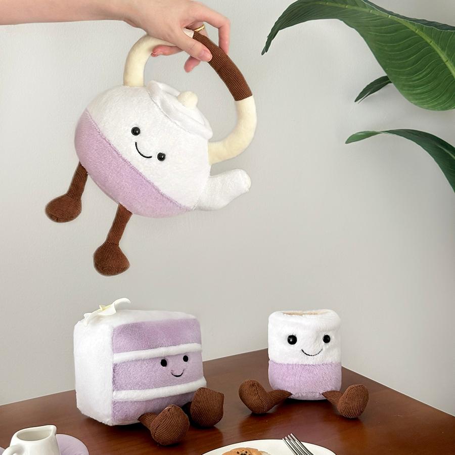Kawaii Nachmittagstee Set Plüschtiere Niedliche Teekanne Tasse Kuchen Kuscheltiere Weiche Plüschtiere Für Mädchen Geschenke Heimdekoration Kawaii Plüschtiere