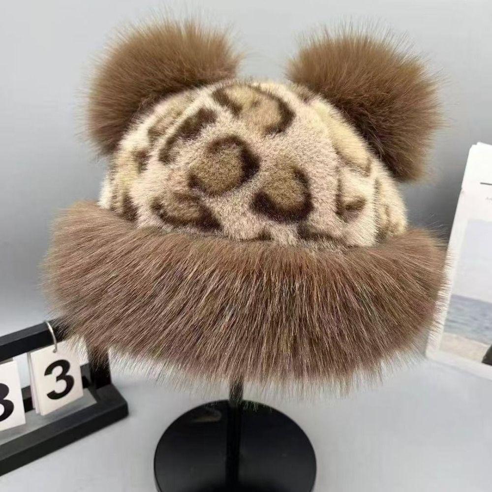 Warm Panama Cap Thicken Winter Hat New Fluffy Fur Bucket Hat  Chrismas Gifts