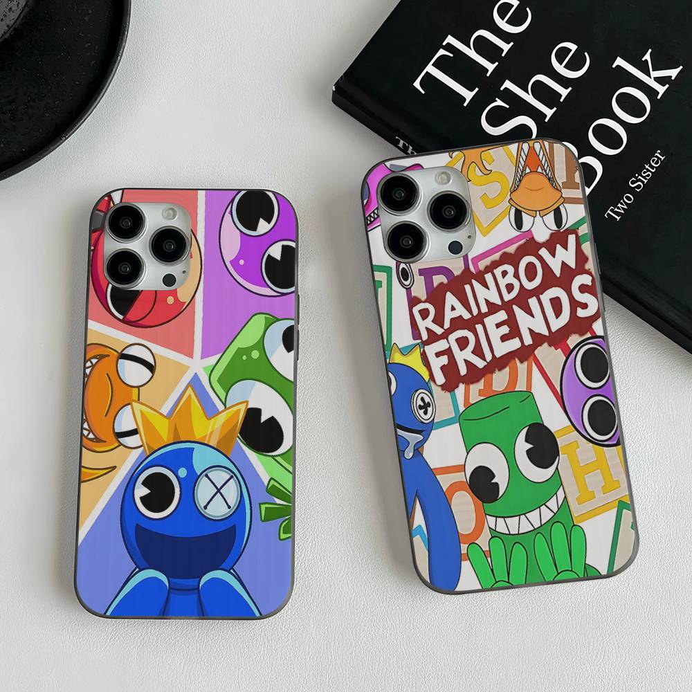 Cartoon R-Rainbow Friends Wave Corrugated Phone Case For IPhone 17 Air 16 15 14 13 11 12 Pro Max Plus Matte Cover