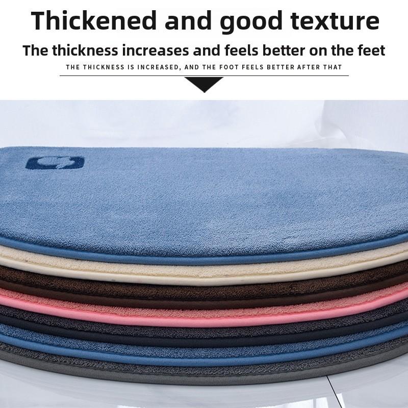 Luxurious Semi-Circular Memory Foam Bath Mat, Ultra Absorbent Bathroom Mat Anti-Slip Toilet Rug