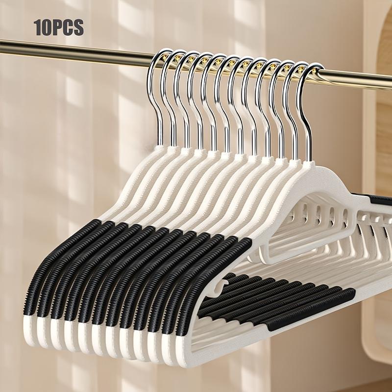 10Pcs Heavy Duty Plastic Hangers, Clothes Hangers with Non-Slip Pads, Great for Shirts, Pants, Scarves, Strong Enough for Coat