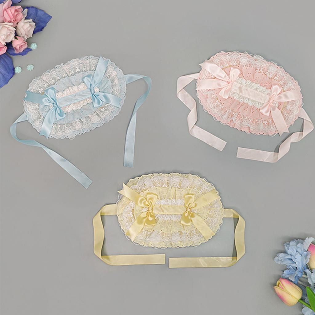 Elegant Straw Sun Hat For Women Garden Party Traditional Lace Bowknot Bonnet Hat for Theme Party Costume Accessories