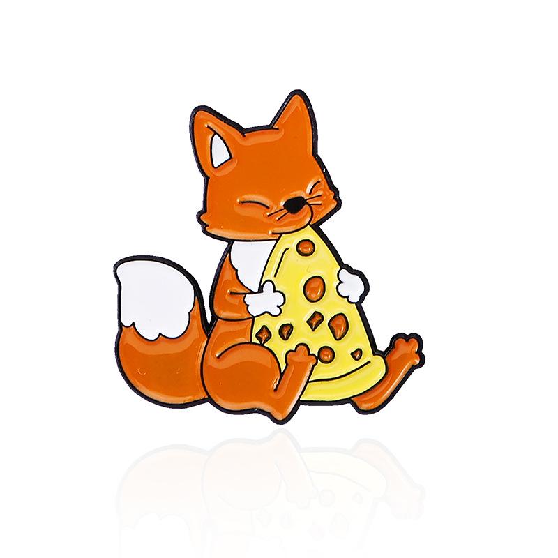 Fox Hunt: Cute Pizza-Loving Animal Brooch