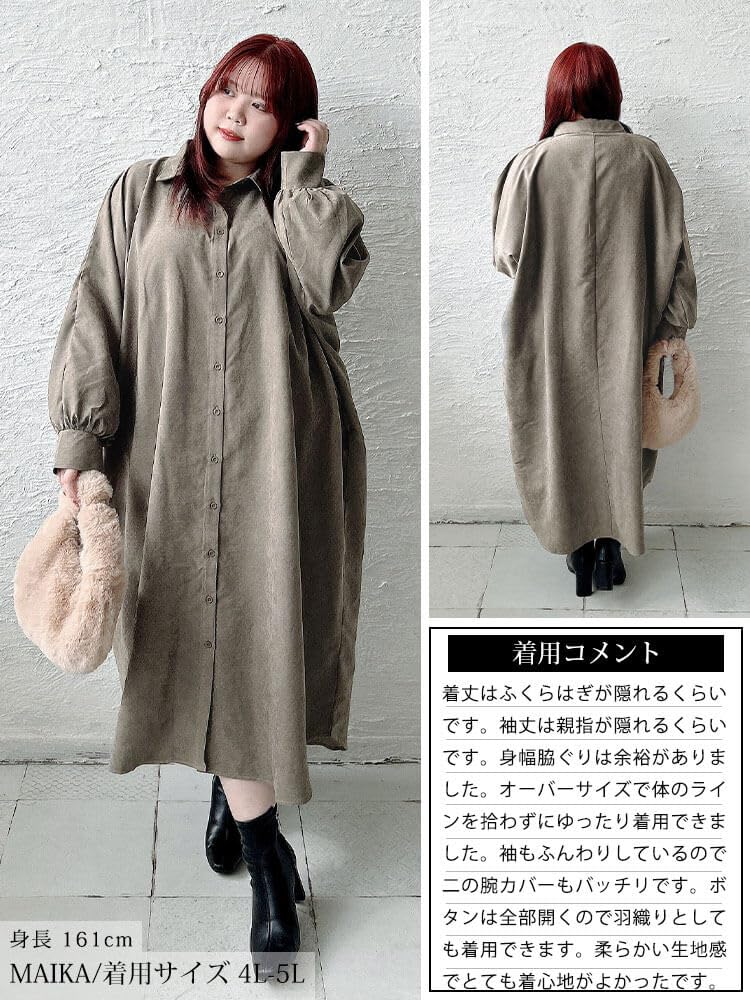 Gold Japan Plus Size Long Dolman Sizes Women's Dress, Sleeves, Pockets, Style, Fall/Winter/Spring, Gray, LL-3L (nw-25051)