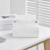 Tissue Box Cover Modern PU Leather Holder for Vanity Tabletop Bedroom Brown