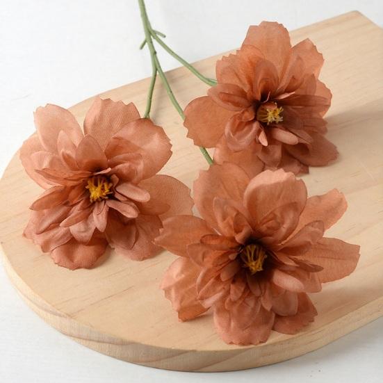 24 Inch Artificial Flower with 3 Heads Full Blooms Faux Silk Flower Branches for Vase Wedding Bouquet Home Party Decor