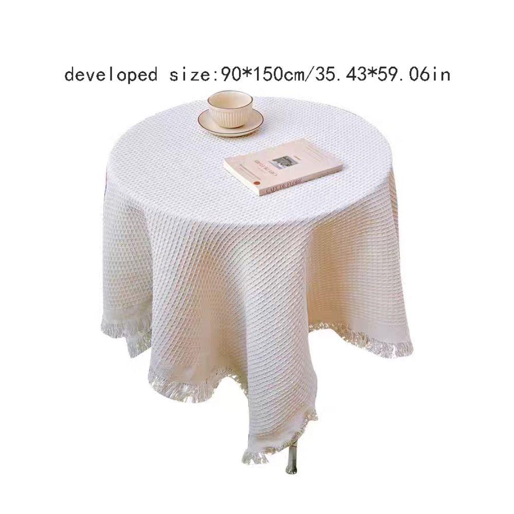 Waffle Texture Garden Table Cloth White Dinner Tea Table Covers Round Table Tablecloth  Dessert