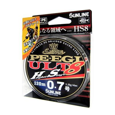 SUNLINE Saltymate PE Squid Jig ULT HS8 120m 0.7 5.3kg 8-teiliges Set (Weiß, Rosa, Hellgrün)