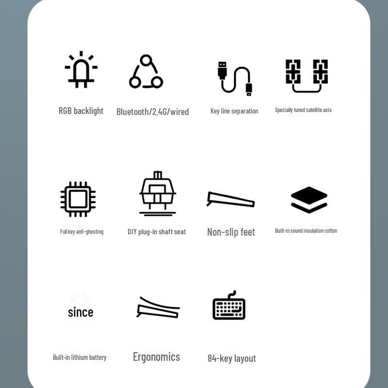 Kit de clavier mécanique sans fil Bluetooth à monter soi-même, RVB, trois modes, 84 à 108 touches