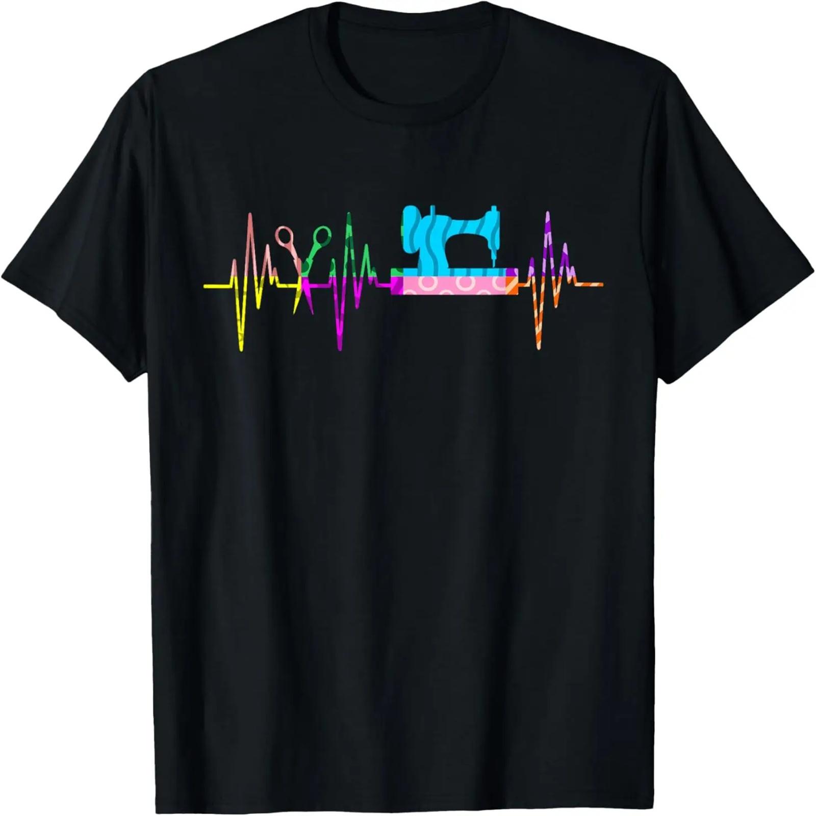 

Quilter Heartbeat Quilting Sewer Sewing Graphic T-Shirt XXXXXL чорний