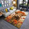Highland Cow with Flower Crown suitable as a non-slip mat for the living room or bedroom sofa