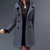 Cotton Winter Thick Woolen Coat Women's Mid-length Hooded  Cotton Slim-fitting Woolen Coat