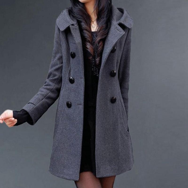 Cotton Winter Thick Woolen Coat Women's Mid-length Hooded  Cotton Slim-fitting Woolen Coat