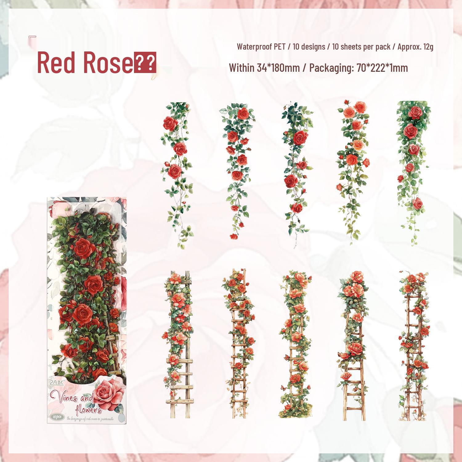 Наклейки серии «Нить глицинии» ZABC: Оригинальный коллаж «Пейзаж с растениями и лианами» в 6 стилях