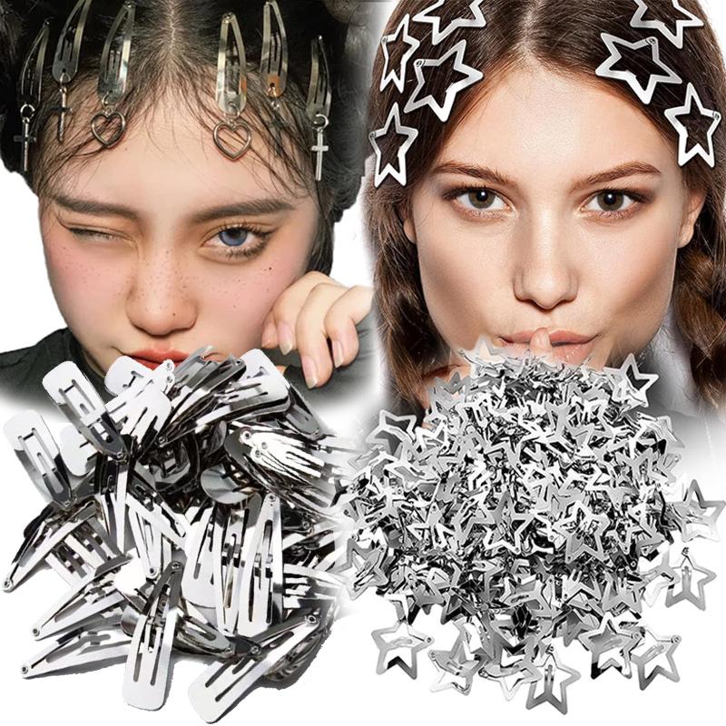2/30pcs Silver Star Hairpins for Women Stars Filigree Metal Snap Hair Clips Girls Side Hair Grip Y2K Barrettes Hair Accessories