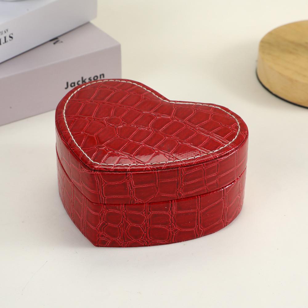 Leather Heart Jewelry Organizer With Flip Lid For Gift Weddings Travel