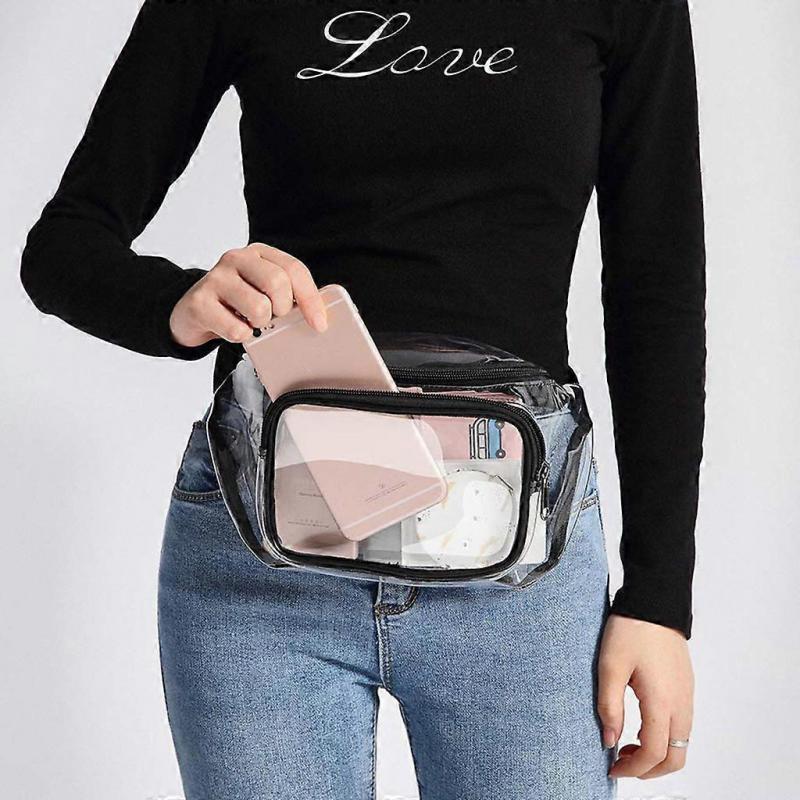 Women Transparent Waist Fanny Pack Belt Bag Travel Hip Bum Small Purse Chest Pho Black