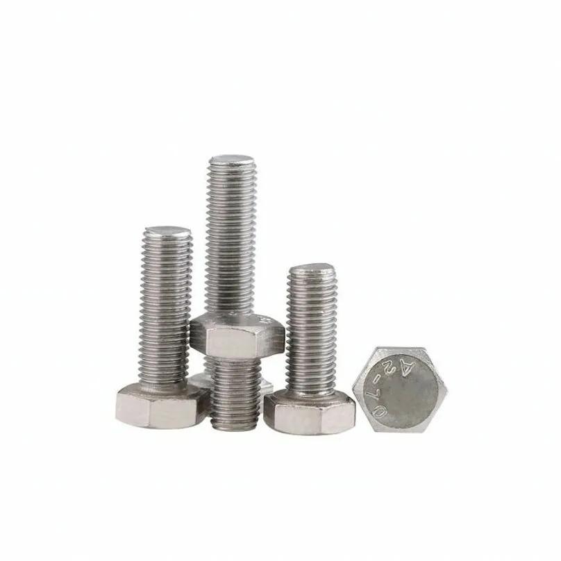 1/5/10/25pcs 304 Stainlesss Steel External Hex Hexagon Head Screws M4 M5 M6 M8 M10 Full Threaded Outer Hexagon Head Bolts