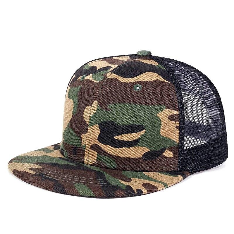 Camouflage Baseball Cap For Men Mesh Trucker Hat Unisex Fashion Summer Snapback Cap Flat Brim Skateboard Hip Hop Hats