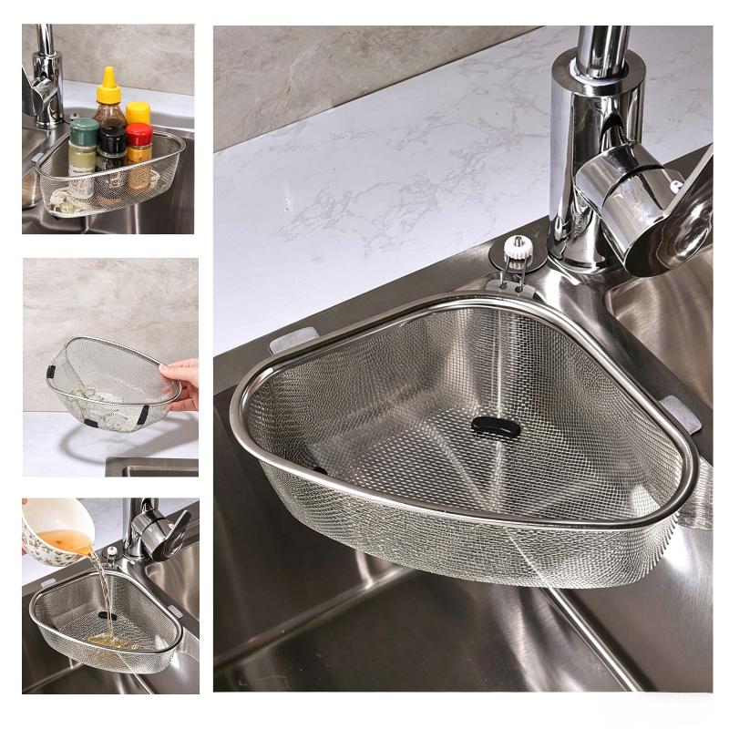 Easy to Clean Stainless Steel Drain Basket Rust Resistant Sink Filter for Kitchen Vegetable Washing Food Storage