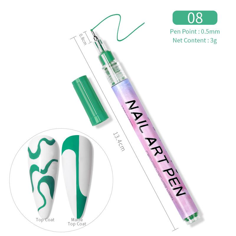 Stilo pentru manichiură cu mărgele cu puncte, pictura pentru unghii, pictura pe linie de tragere, pix cu flori, vopsea acrilică, stilou graffiti, pix pentru manichiură, bricolaj