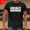 Socially Awkward Men's T Shirt Printed Funny Geek Nerd Gamer Design Crewneck Top