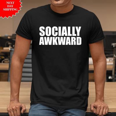 Sozial Unbeholfenes Herren T-Shirt Bedruckt Lustiges Geek Nerd Gamer Design Rundhals Oberteil