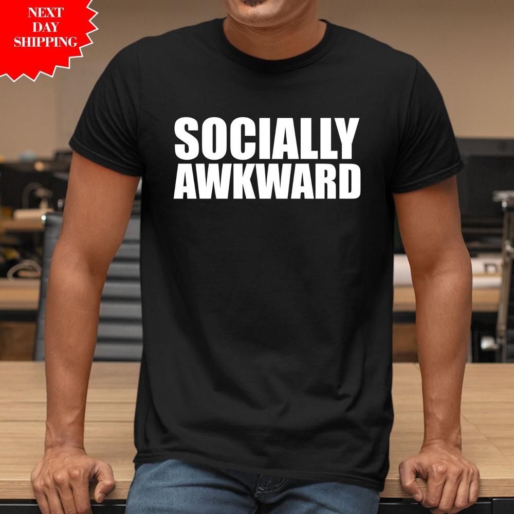 

Socially Awkward Men s T Shirt Printed Funny Geek Nerd Gamer Design Crewneck Top S