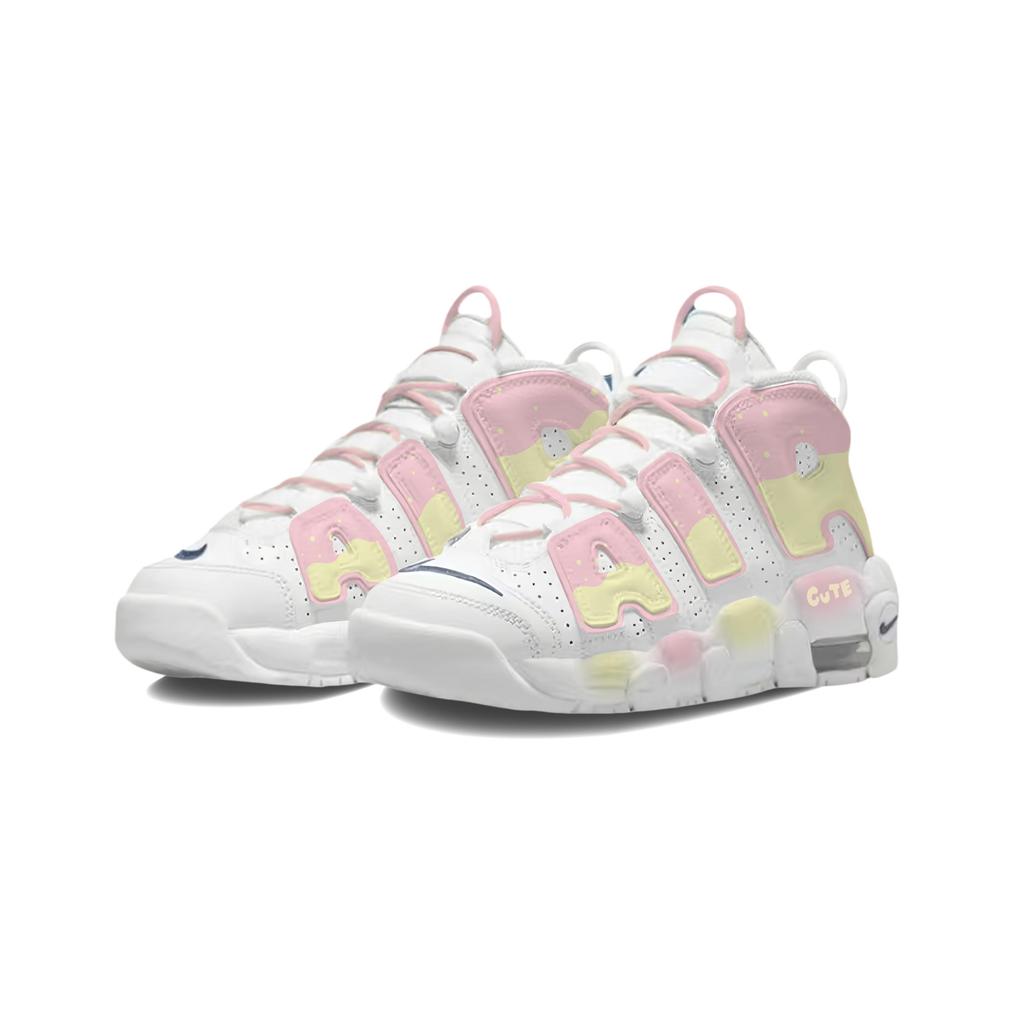 Nike Air More Uptempo Moi și Adorabili Amortizare Macaron Respirabili Pantofi de Baschet Mid-top Femei Alb Roz DH9719-100(Echipa1868)
