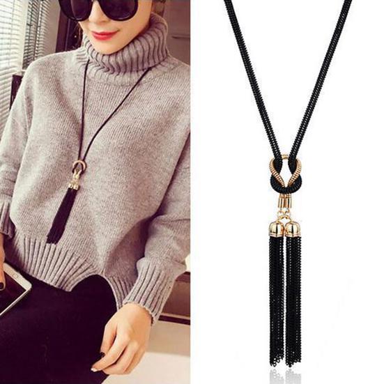 

Women Long Tassel Elegant Chain Necklace for Party
